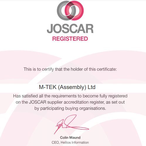 Joscar Registered Certificate