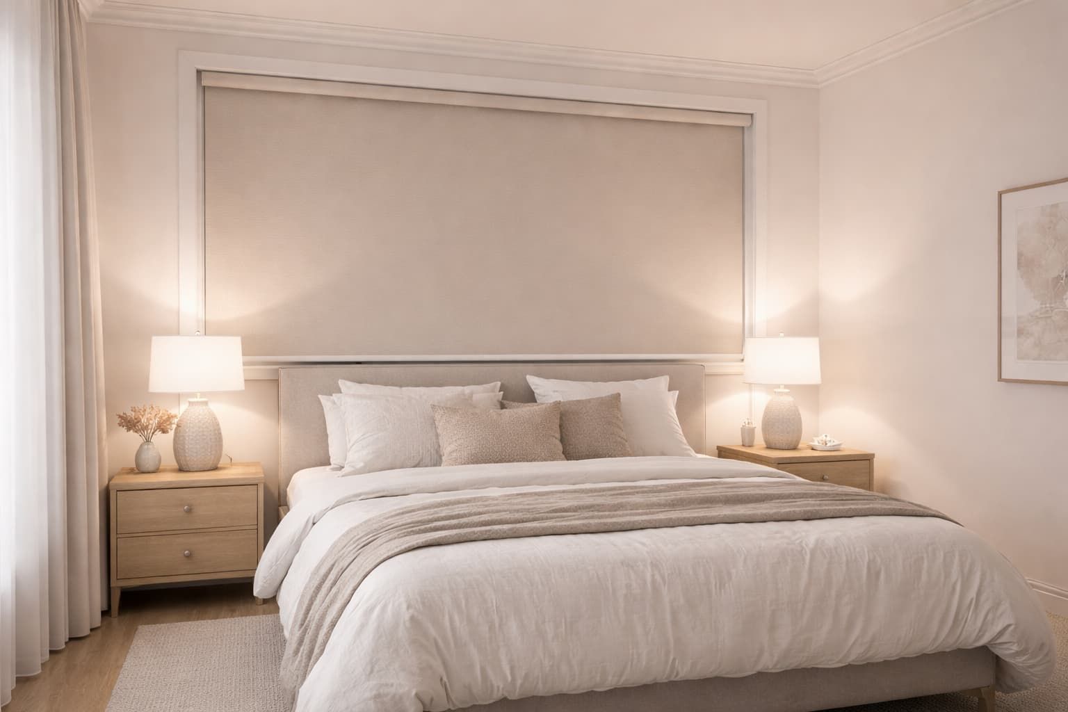 Roller blinds and curtains installed in a Townsville home