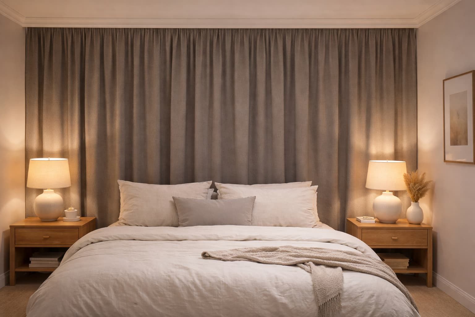 Blockout curtains installed in a Townsville bedroom