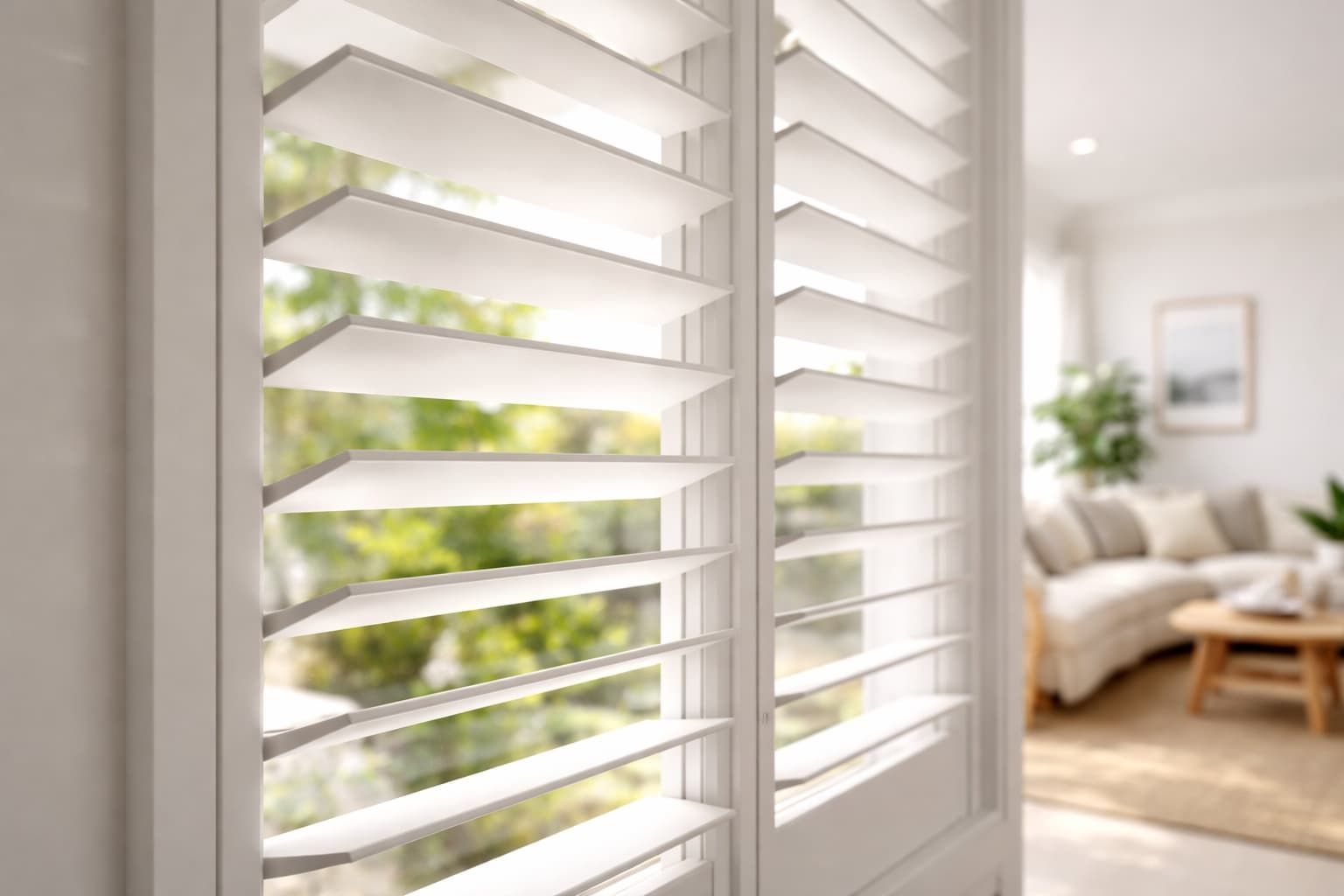 Close-up of plantation shutters installed in a Townsville home