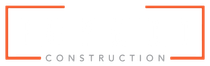 Un logo composé d'un cadre rectangulaire orange minimaliste avec le mot « CONSTRUCTION » centré en bas.