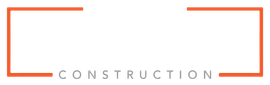 Un logo composé d'un cadre rectangulaire orange minimaliste avec le mot « CONSTRUCTION » centré en bas.
