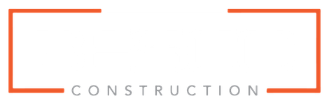 Un logo composé d'un cadre rectangulaire orange minimaliste avec le mot « CONSTRUCTION » centré en bas.
