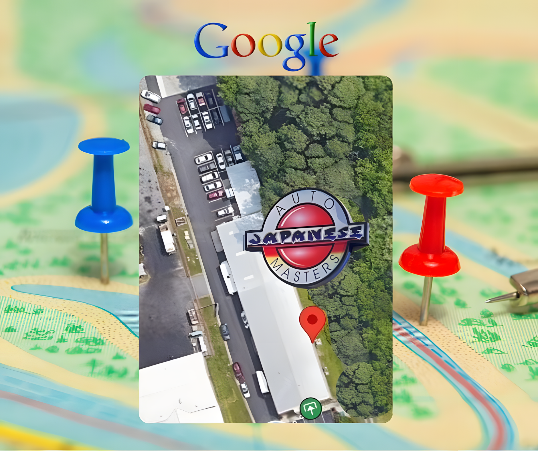 Overhead View of Japanese Auto Masters on Google Map | Japanese Auto Masters