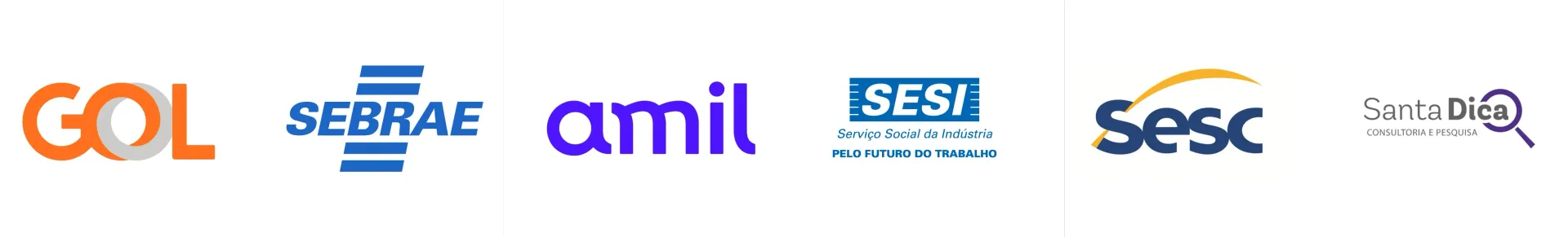 Uma fileira de logotipos incluindo gol e sosc