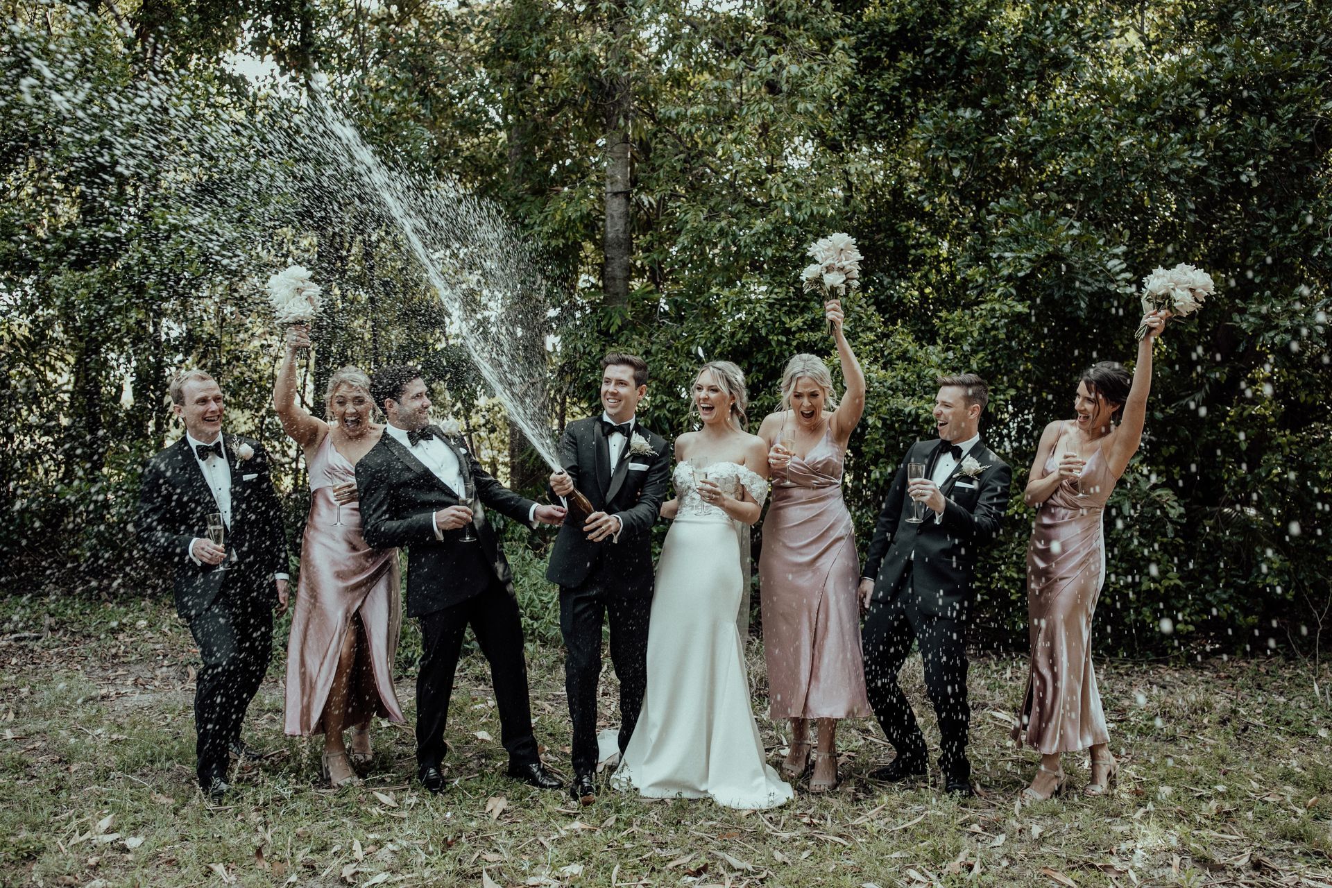 Beach bridal party Noosa Beach Noosa Wedding Celebrant