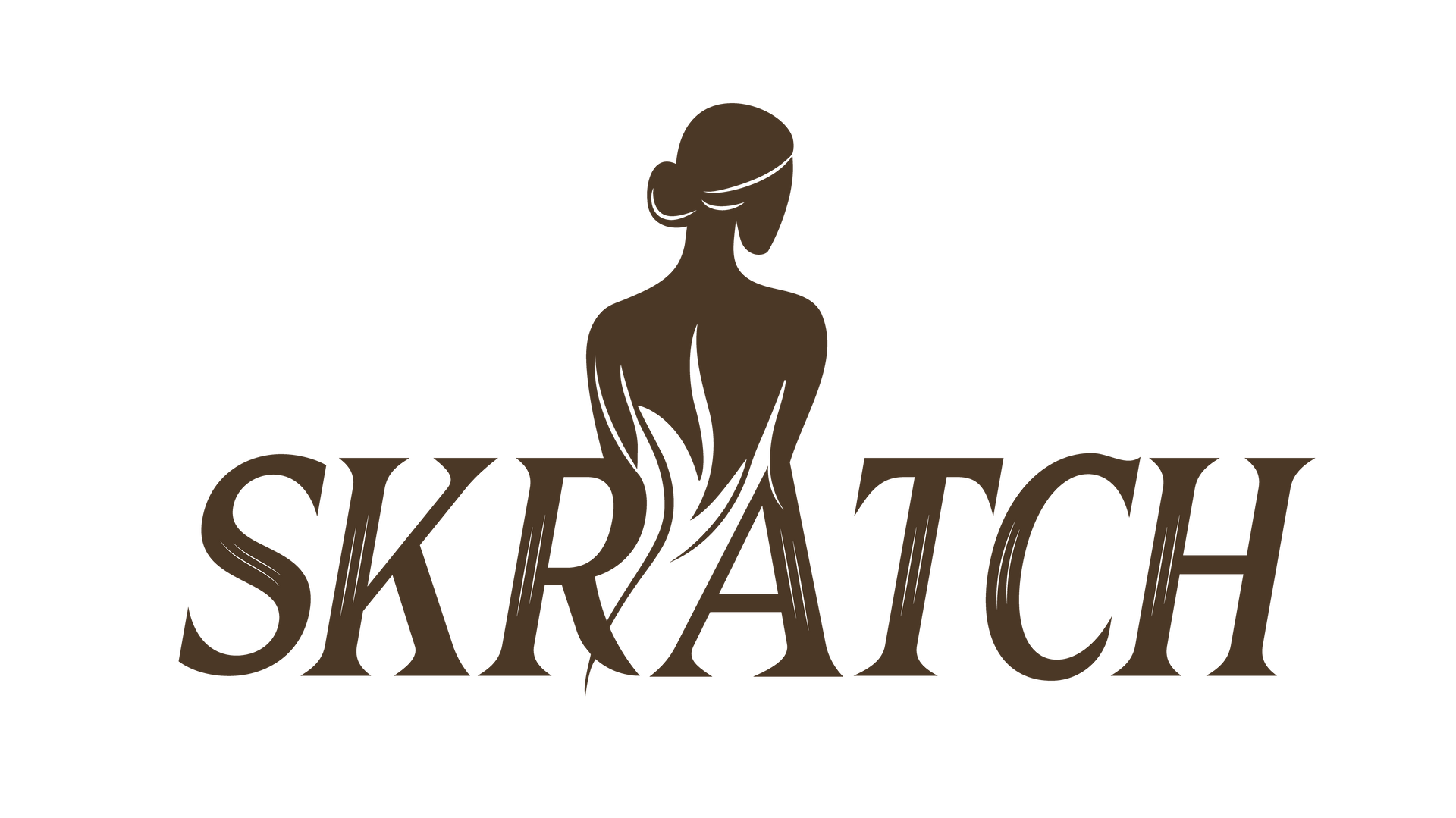 Logo for Skratch: Silhouette of a woman with bun, with 