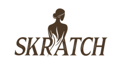 Logo with a woman's silhouette, brown, atop text 