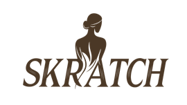 Logo with a woman's silhouette, brown, atop text 