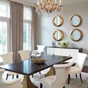 Bernhardt modern dining room set with white chairs