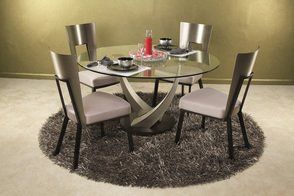 Elite Modern glass dining room table and metal accent chairs