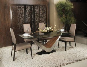 A.R.T. Furniture modern style glass dining table and chairs
