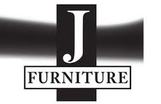 a black and white logo for j furniture on a white background .