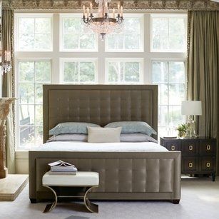 Bernhardt bed with quilted style head and foot boards