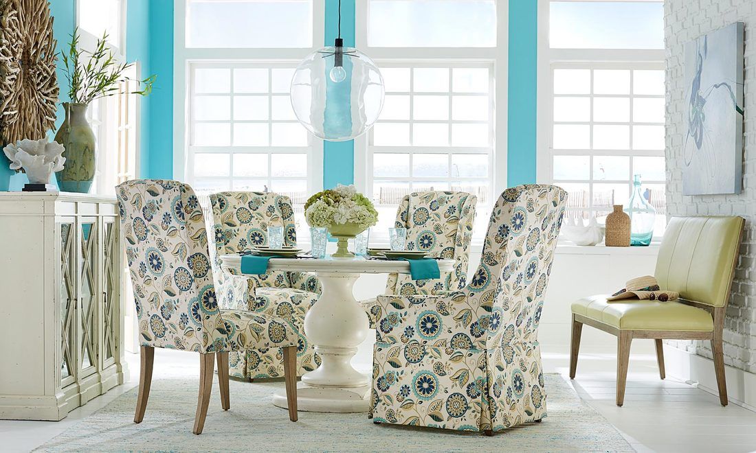 Fairfield dining room set with paisley patterned chairs
