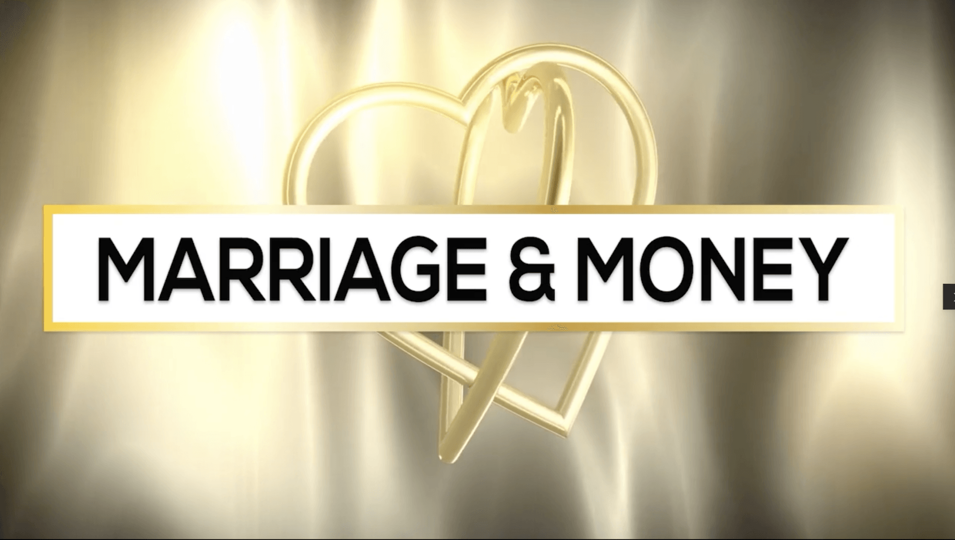 A logo for marriage and money with two hearts on a gold background.