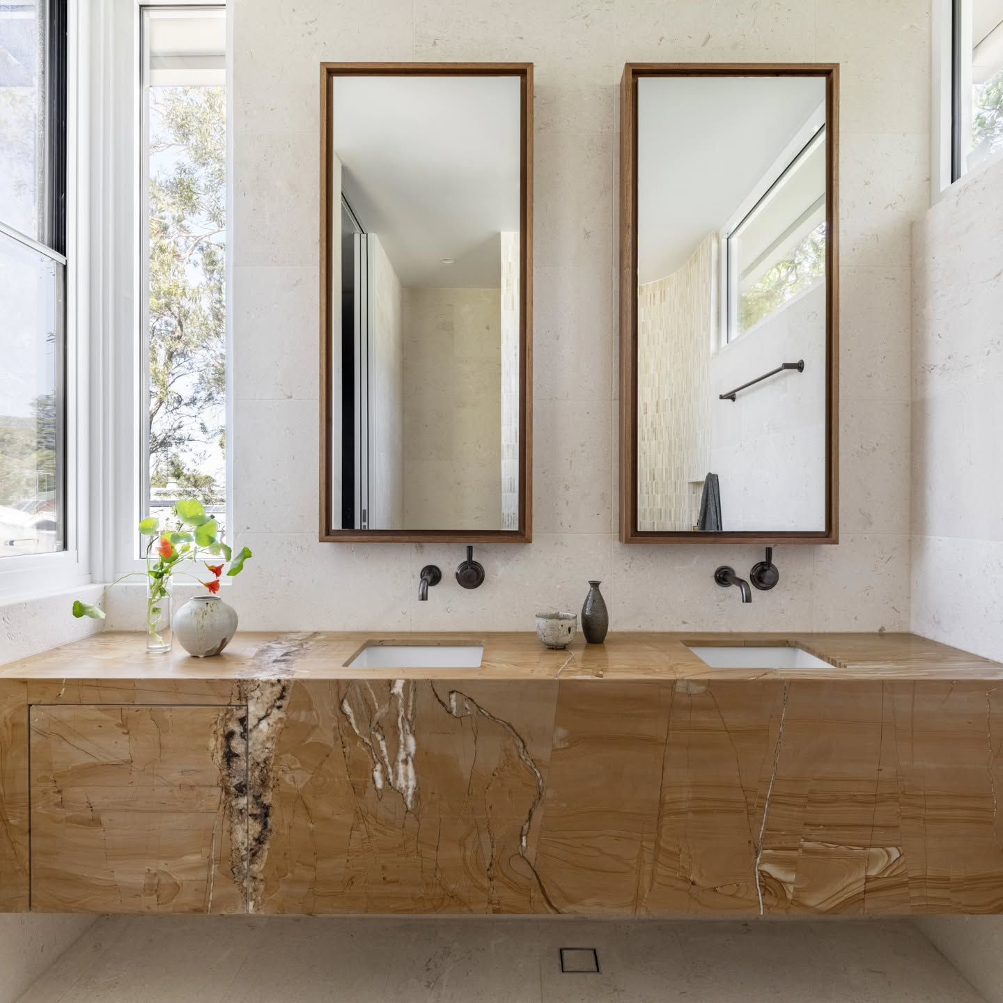 A Kitchen With White Cabinets and Black Tile Floors — Paiano Custom Kitchens In Corrimal, NSW