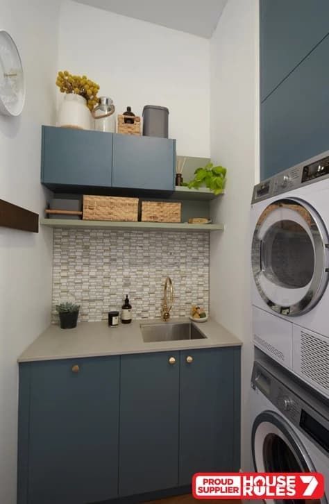 A Laundry Room With a Washer and Dryer and a Sink — Paiano Custom Kitchens In Corrimal, NSW