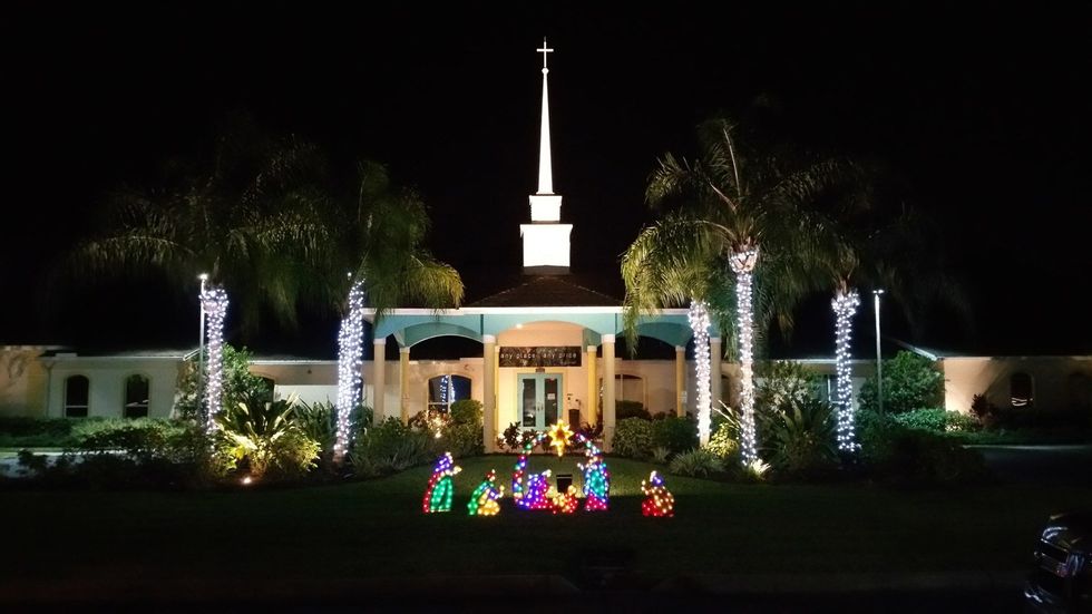 Church With Christmas Lights — Naples, FL — Eagle's Nest Worship Center
