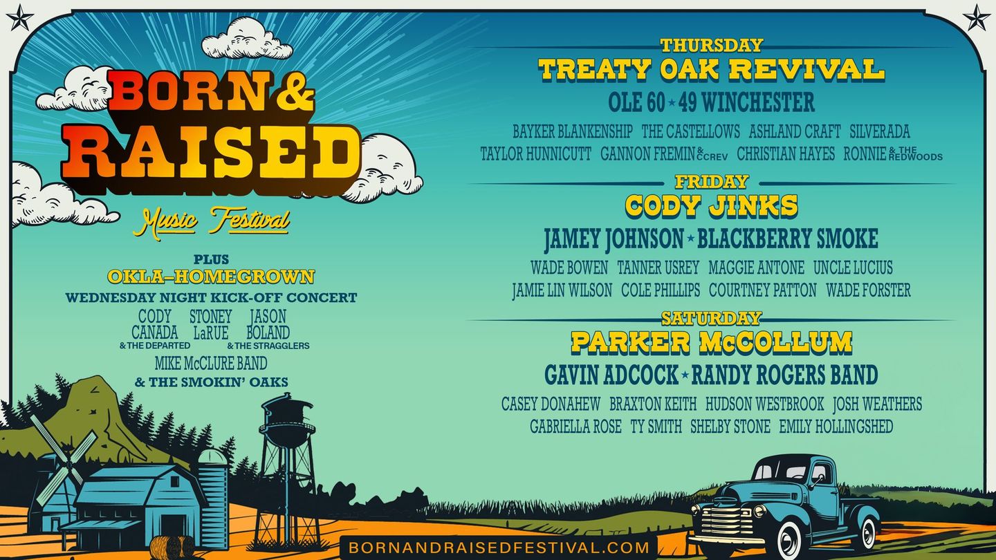 Born & Raised Festival 2025 lineup poster Oklahoma