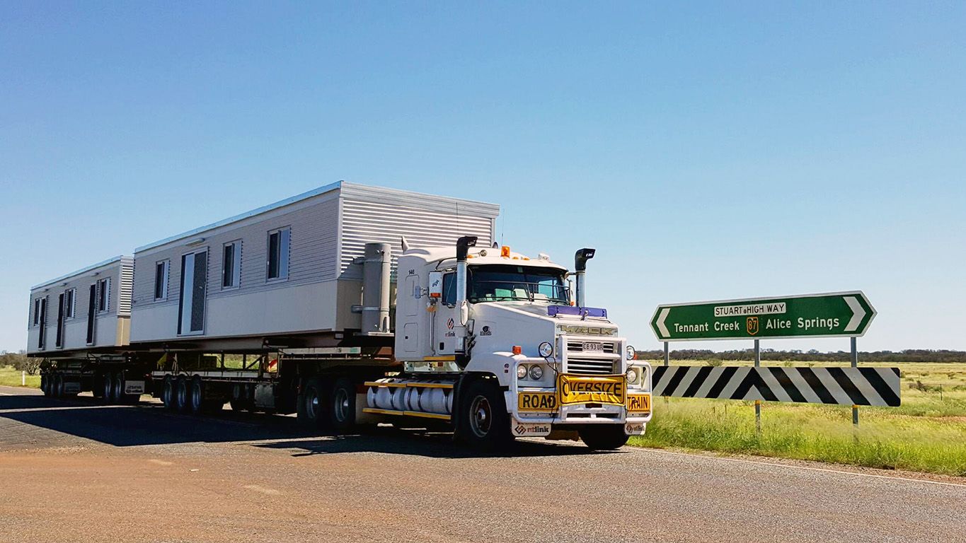 Transportable buildings on a truck