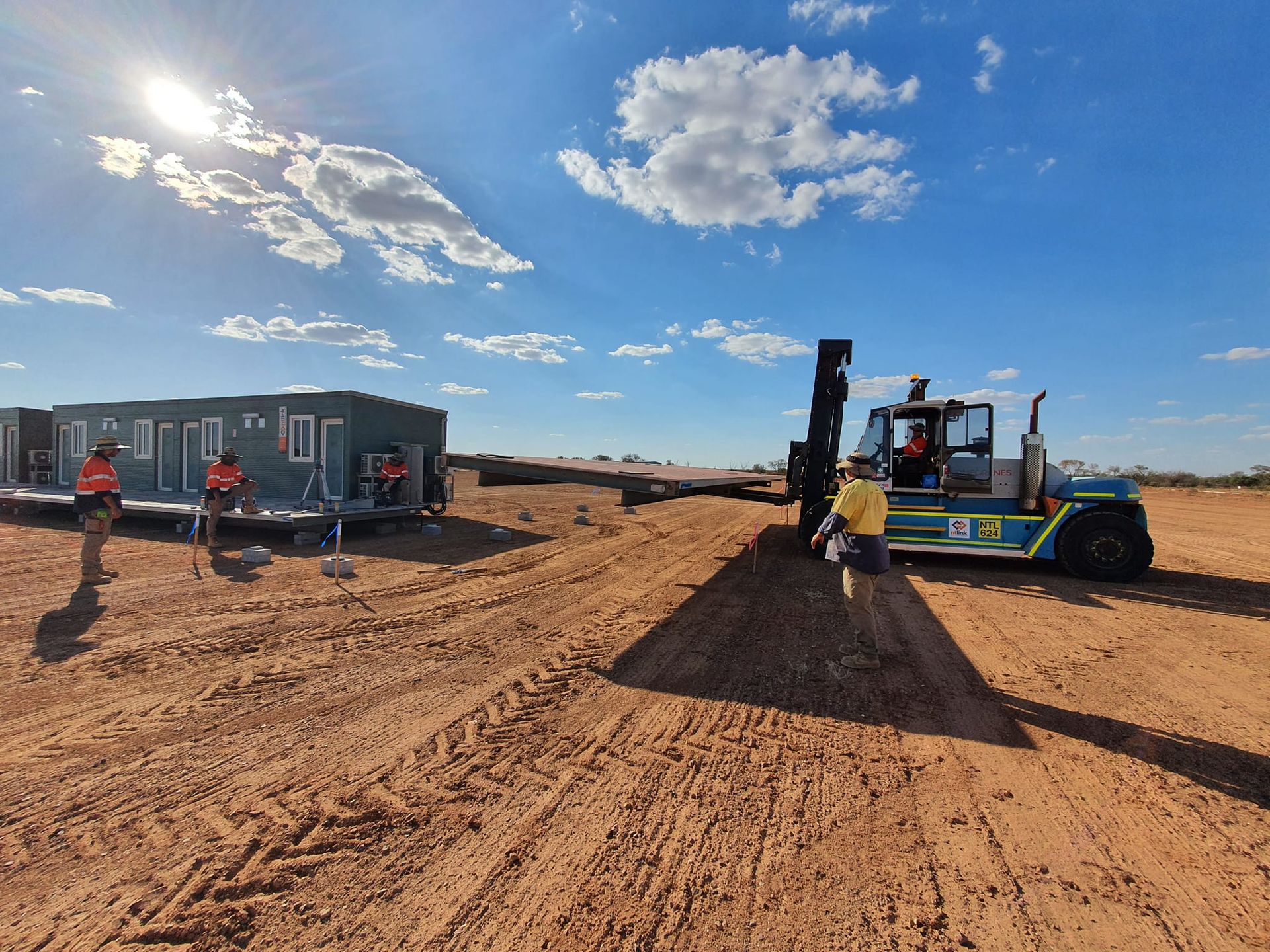 Installation of dongas in the remote area