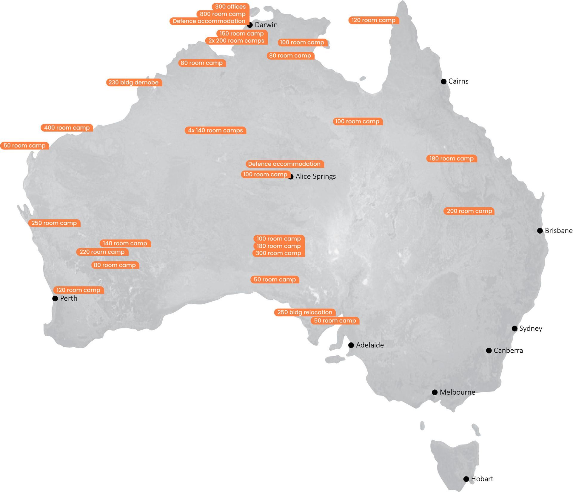 Map of NT Link's major projects in Australia