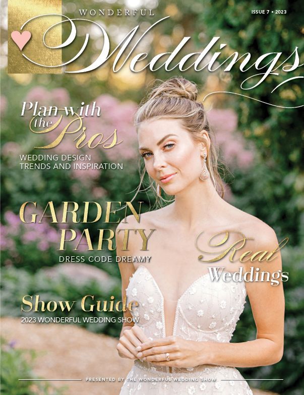 A woman in a wedding dress is on the cover of a wedding magazine.