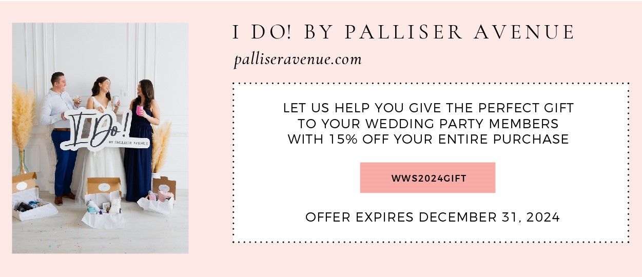 A coupon for i do by paliser avenue with a picture of a bride and groom