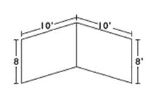 A black and white drawing of a triangle with measurements.