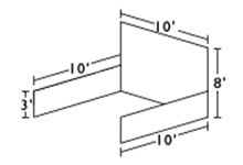 A black and white drawing of a piece of furniture with measurements.