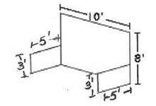 A black and white drawing of a box with measurements.