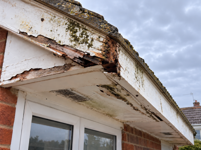 Rotten timber fascia and soffit boards