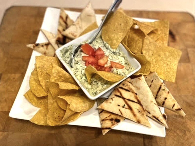 Taco, Spinach Dip, Chicken Wings, Salad, Burger and fries, Beer, Sandwich, Fish