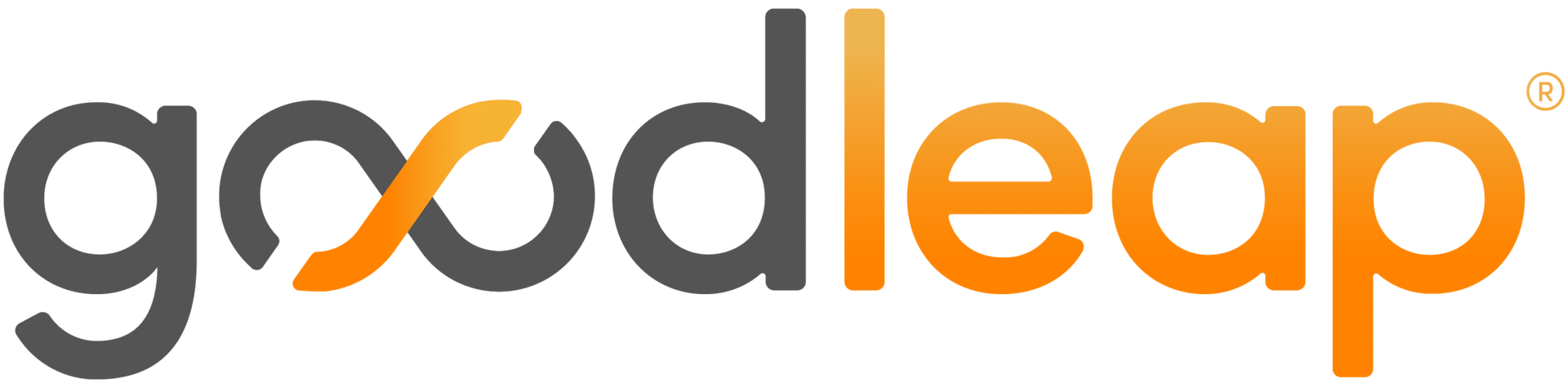 A close up of a goodleap logo on a white background