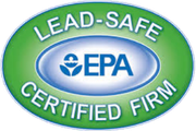 The lead safe epa certified firm logo is green and blue.