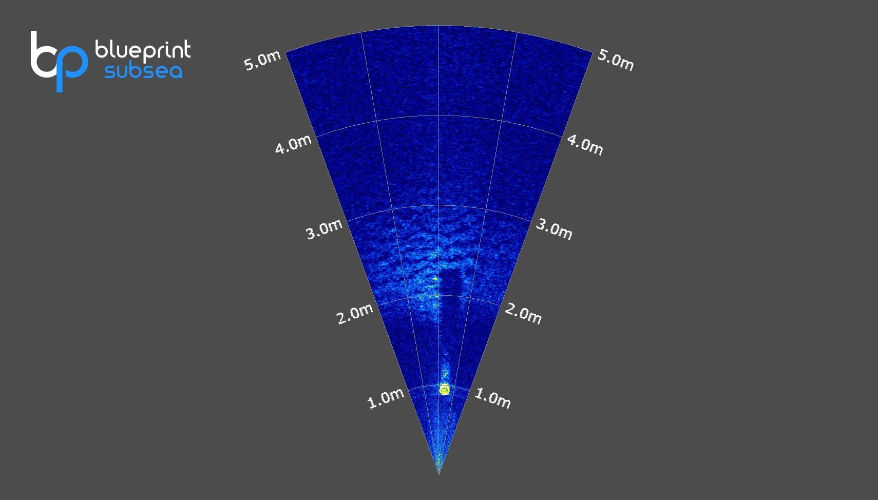 Sonar beeld van boorpijp in grond