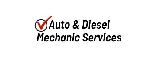 Logo for Auto & Diesel Mechanic Services with a red checkmark in a circle.