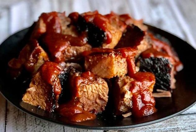 Burnt meat at local bbq restaurant - Smokehouse bbq kansas city