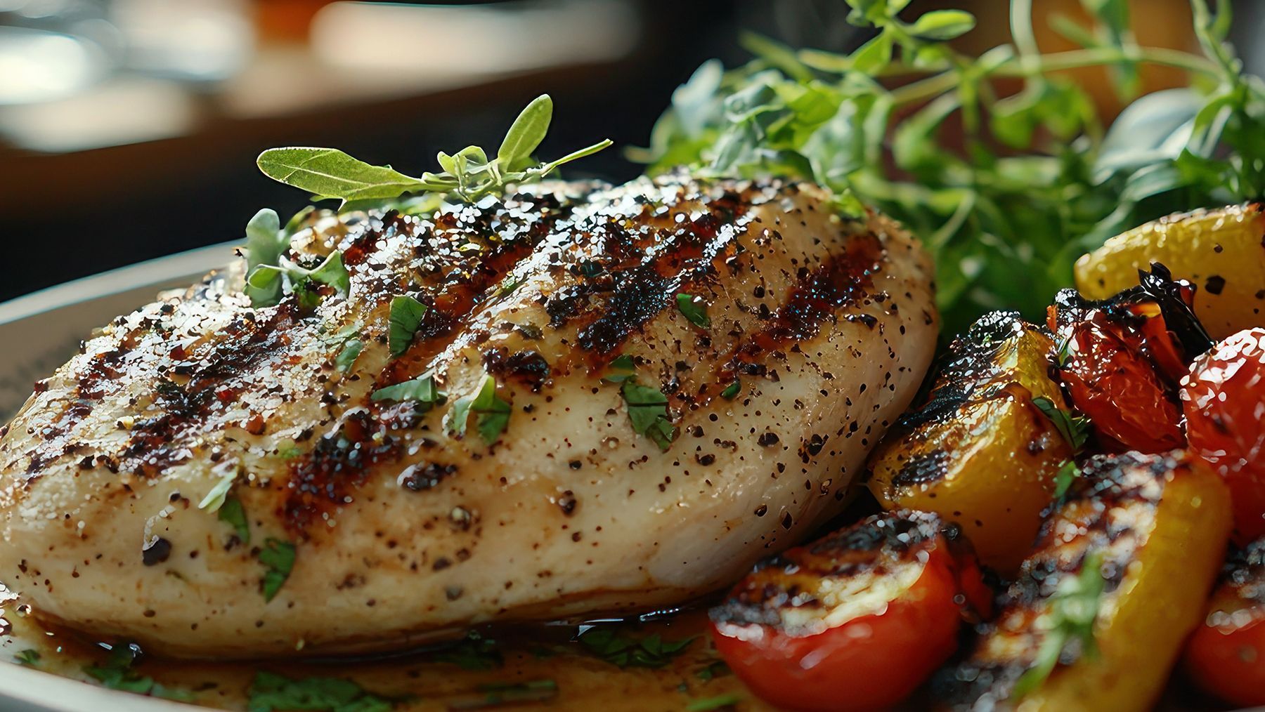 Chicken , vegetables and garlic bread - smokehouse bbq kansas city