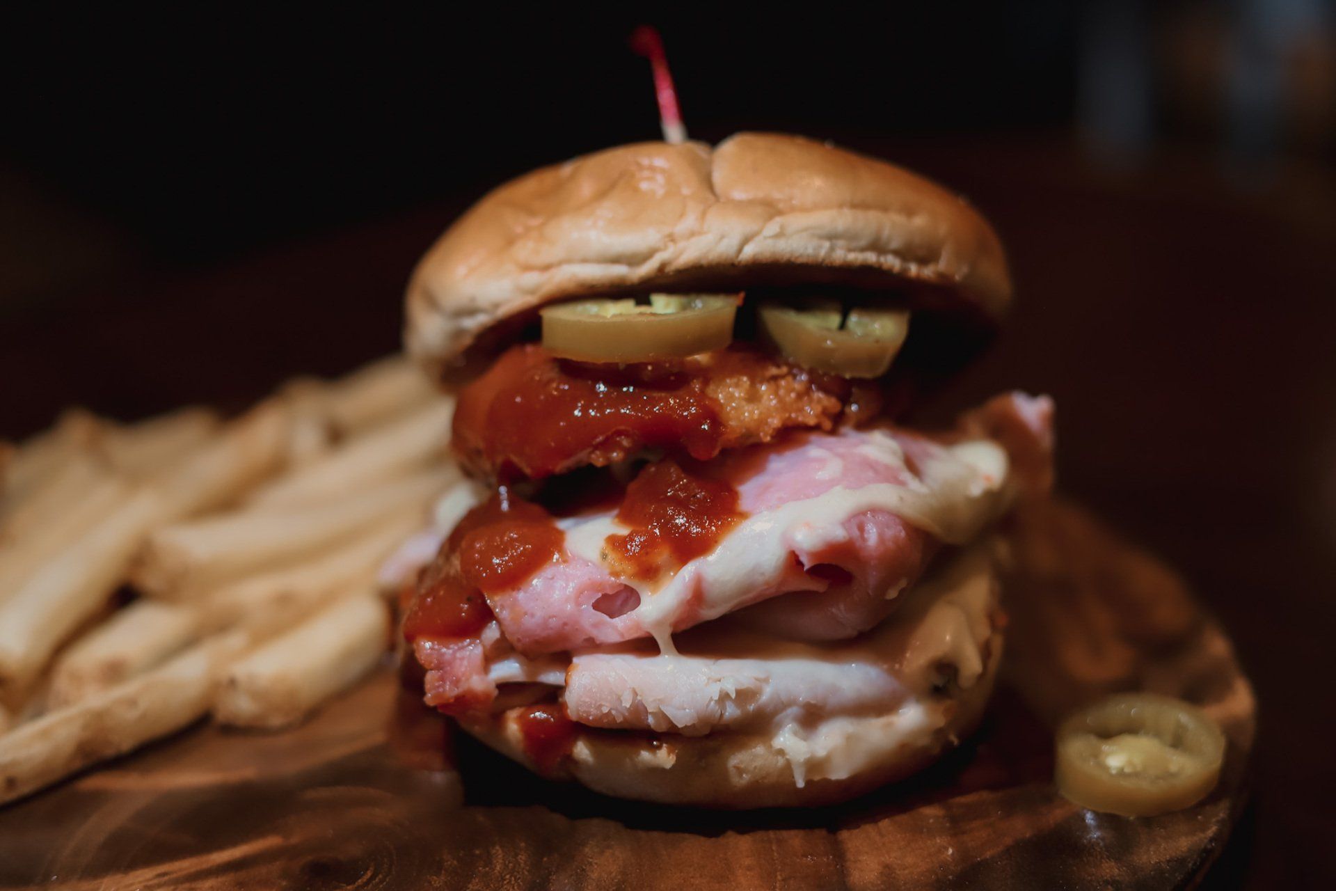 Sandwich and french fries near Kansas