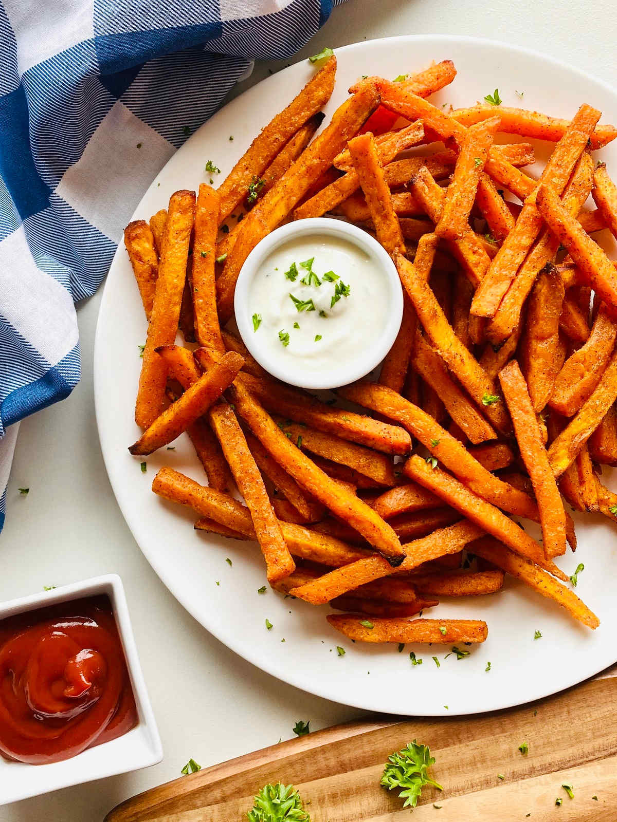 Crispy sweet potato fries with ranch dipping sauce menu Smokehouse bbq kansas city