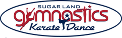 The logo for sugar land gymnastics karate dance.