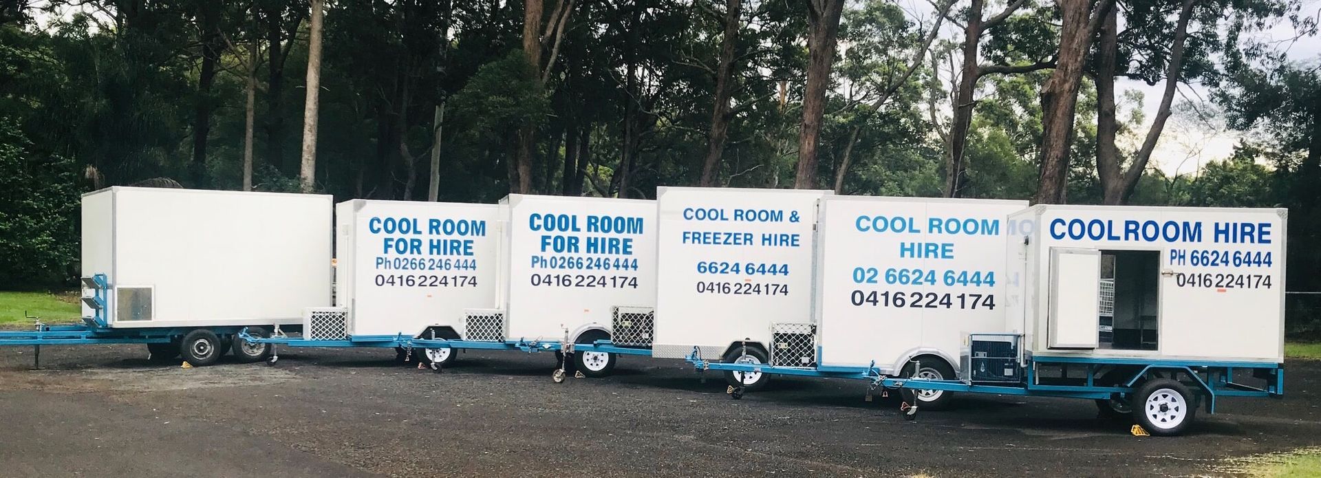 A Row of cool Room hire Trailers are Parked in a Parking lot - Cool Room in Lindendale, NSW