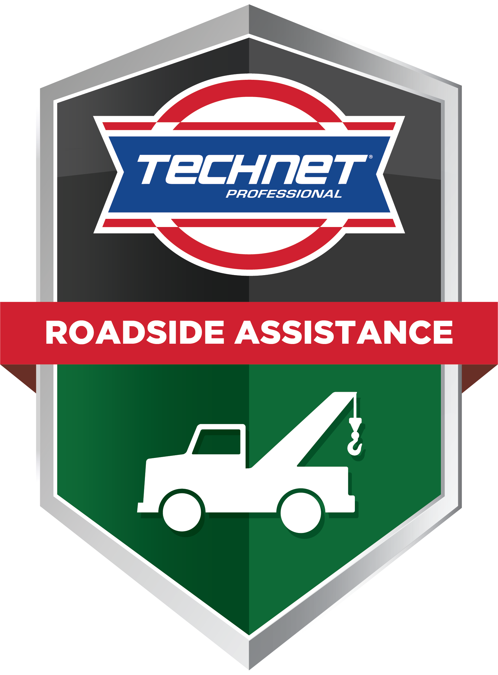 TechNet Roadside Assistance badge with tow truck icon on green shield