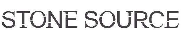 A black and white logo for stone source on a white background.
