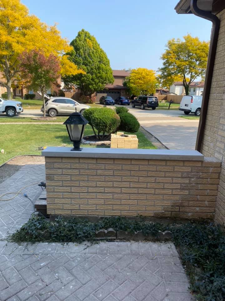 Retaining Wall and Concrete Walkway