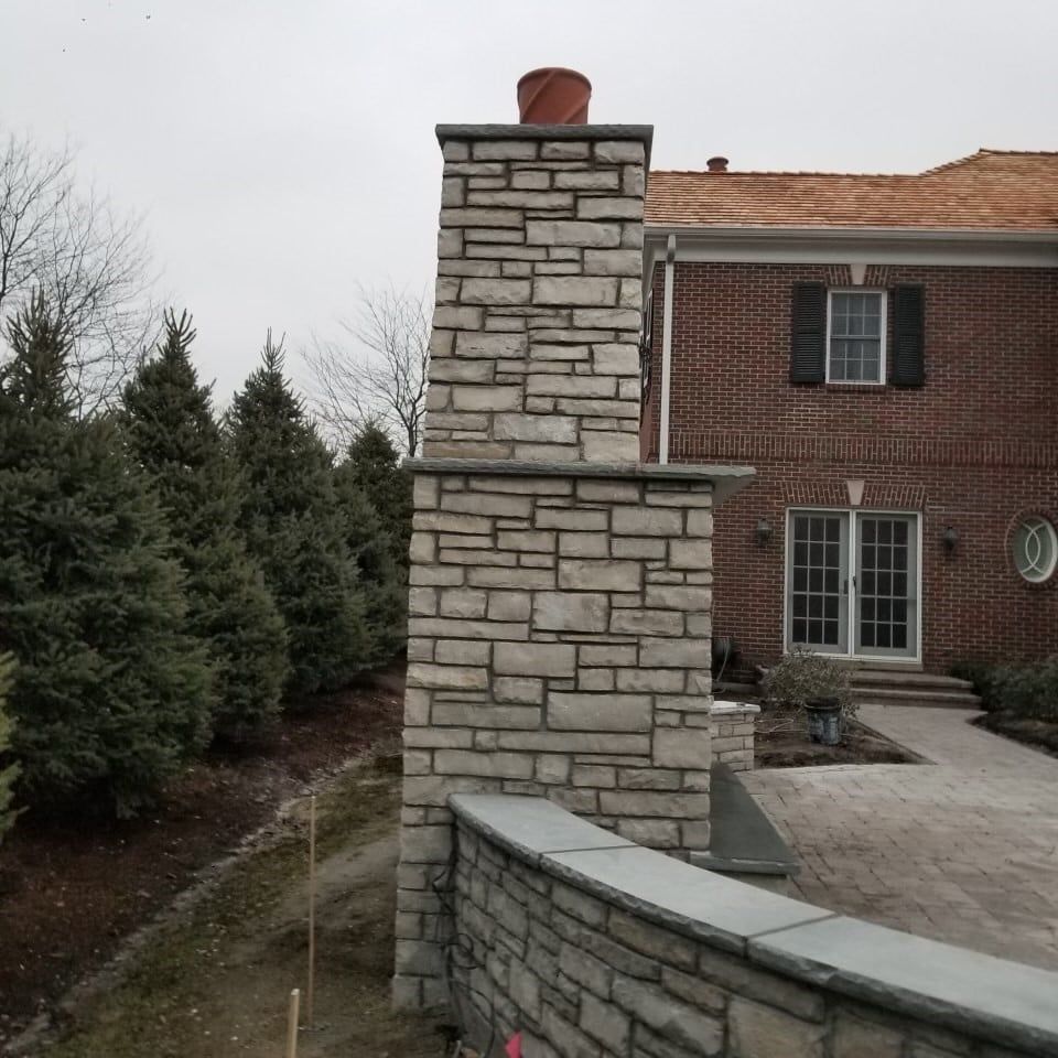 Stacked Stone Fireplace