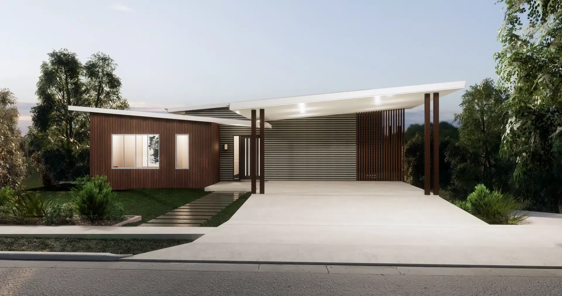 A Modern House With a Large Driveway — Siash Construction Group in Gooburrum, QLD