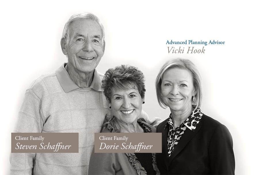 Vicki Hook, Steven Schaffner, and Dorie Schaffner client graphic